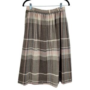 Vtg 70's Koret Wool‎ Plaid Pleated Skirt S Pink Soft Girl Academia Coquette Twee